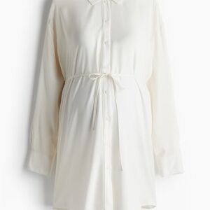 H&M Maternity Cream Button-Up Shirt Dress